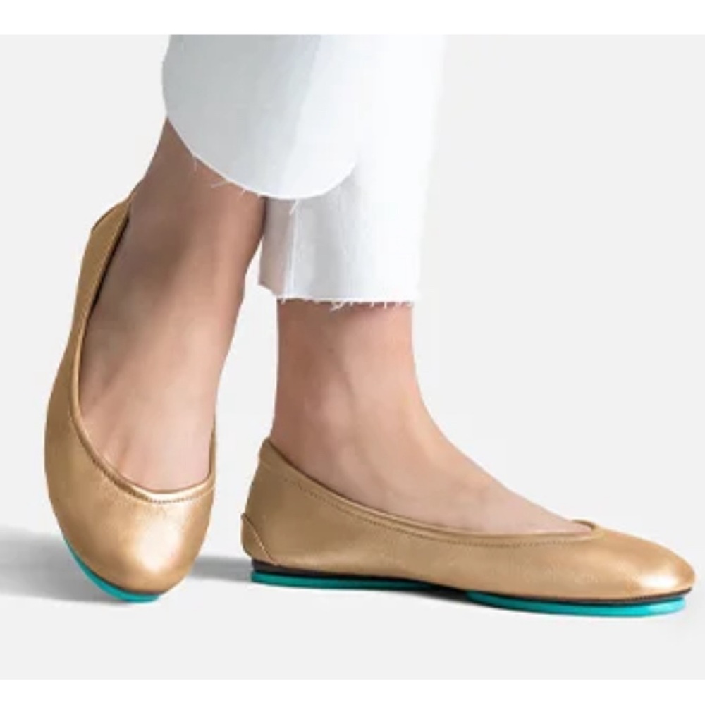 Gold Metallic Tieks Size 10 - Gently Worn, Perfect for Any Occasion!